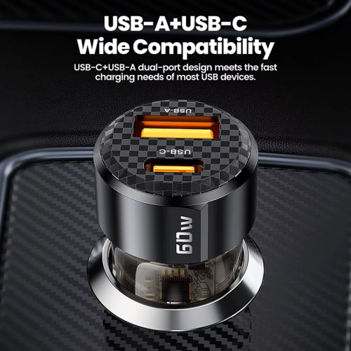 Адаптер для авто Toocki Dual-Port Car Charger 60W (Brown Black)