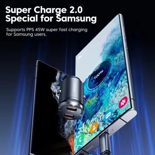 Адаптер для авто Toocki Pulling-Ring Car Charger 45W (Black)