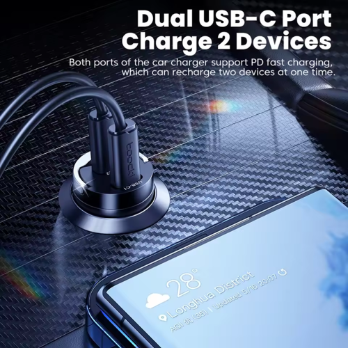 Адаптер для авто Toocki Pulling-Ring Car Charger 45W (Black)