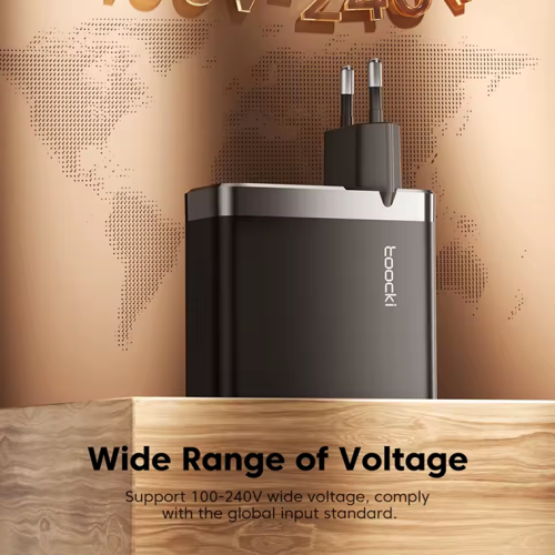 Адаптер Toocki 3-Port GaN Fast Charger (2 USB-C + 1 USB-A) 100W/2A (Black)