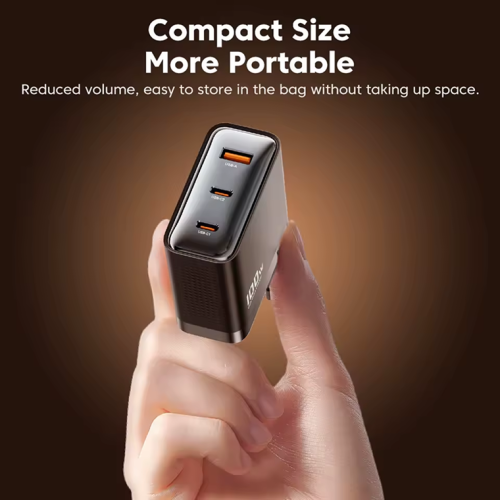 Адаптер Toocki 3-Port GaN Fast Charger (2 USB-C + 1 USB-A) 100W/2A (Black)