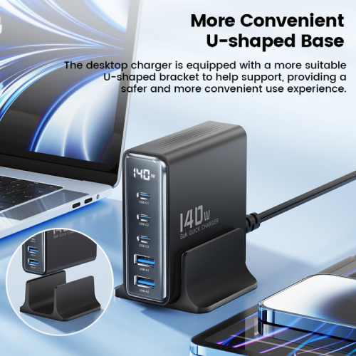 Адаптер Toocki GaN Desktop Charger (3 USB-C + 2 USB-A) 140W/2.5A (White)