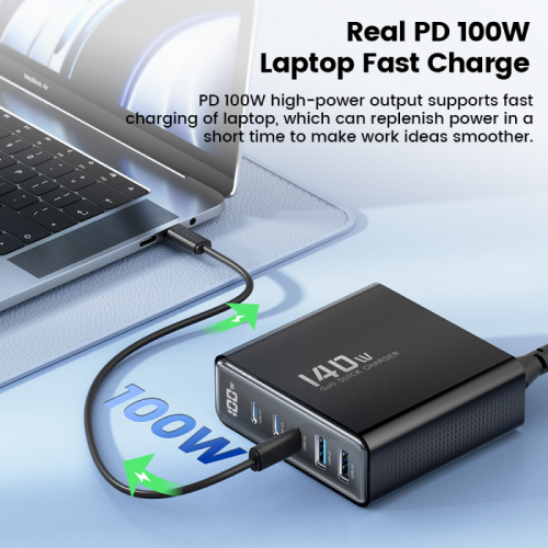 Адаптер Toocki GaN Desktop Charger (3 USB-C + 2 USB-A) 140W/2.5A (White)