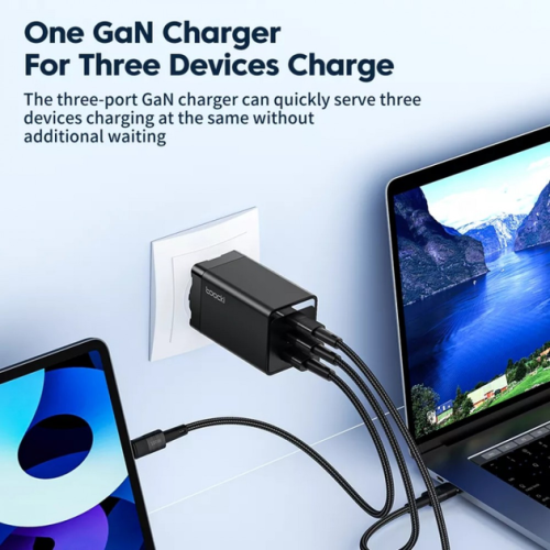 Адаптер Toocki GaN Fast Charger (2 USB-C + 1 USB-A) 65W (White) Адаптер Toocki GaN Fast Charger (2 USB-C + 1 USB-A) 65W (White)