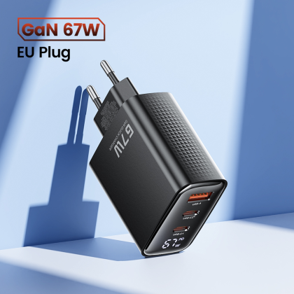 Адаптер Toocki Smart Power Display GaN Quick Charger 67W/1.5A (Black)
