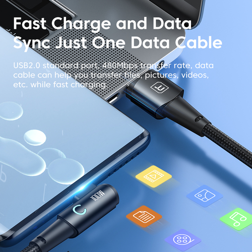 Кабель Toocki Elbow Fast Charging Data Cable A-C 100W/6A 1m (Black)