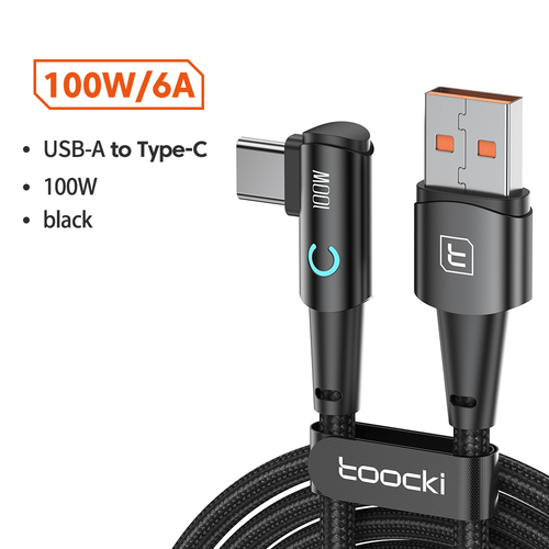 Кабель Toocki Elbow Fast Charging Data Cable A-C 100W/6A 1m (Black)
