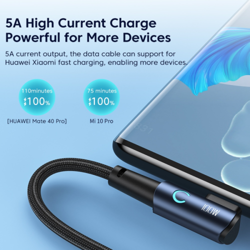 Кабель Toocki Elbow Fast Charging Data Cable C-C 100W/5A 2m (Black)