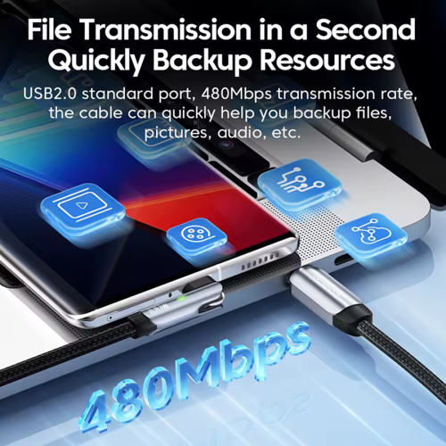 Кабель Toocki Elbow Fast Charging Data Cable C-C 60W/5A 2m (Blue)