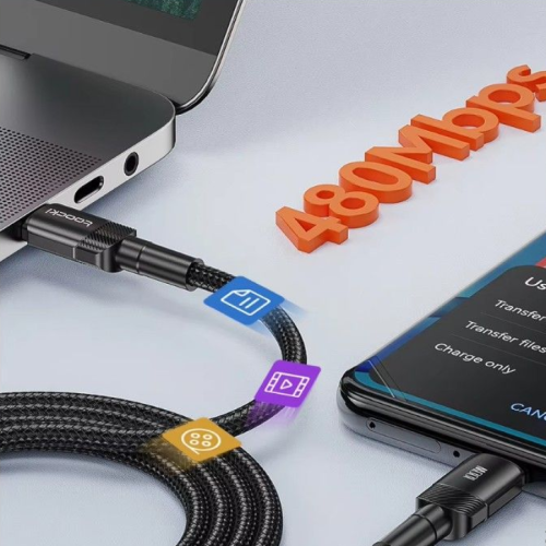 Кабель Toocki Fast Charging Data Cable C-C 100W 1m (Black)