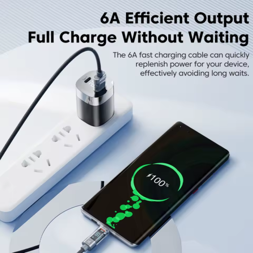 Кабель Toocki Transparent Fast Charging Data Cable A-C 66W/6A 1m (Grey)