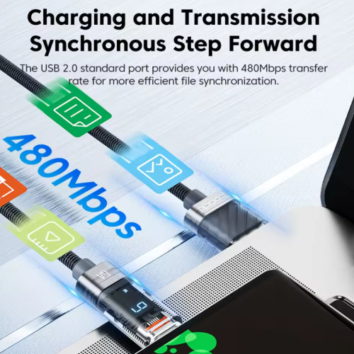 Кабель Toocki Transparent Fast Charging Data Cable A-C 66W/6A 1m (Grey)