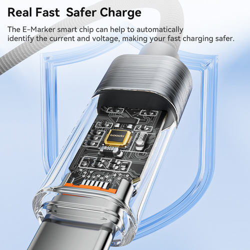Кабель Toocki Transparent Fast Charging Data Cable C-C 100W/5A 2m (Grey)