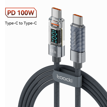 Кабель Toocki Transparent Fast Charging Data Cable C-C 100W/5A 2m (Grey)