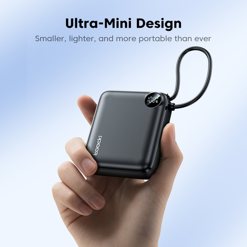 Павербанк Toocki Mini Power Bank with Cable 10000mAh 22.5W (Black)