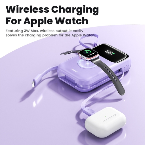 Павербанк Toocki Power Bank with Cables 10000mAh 35W (Purple)