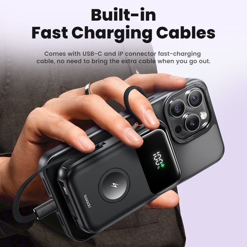 Павербанк Toocki Power Bank with Cables 10000mAh 35W (Purple)