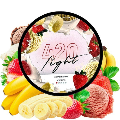 Табак для кальяна 420 Light 100g (Бананово-Клубничное Мороженое)