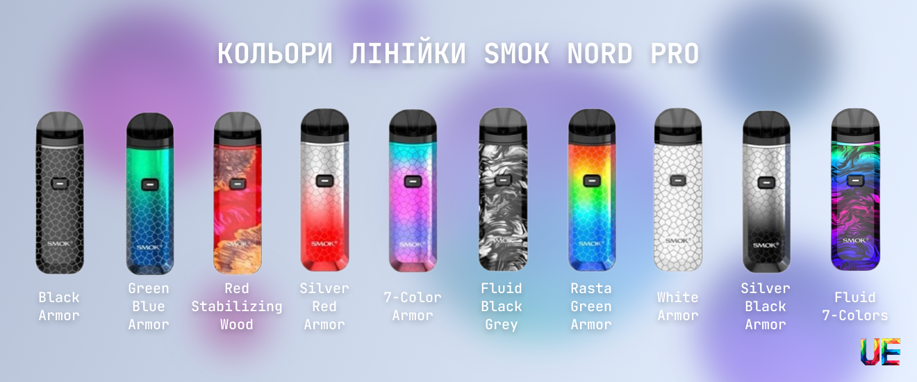 Варіанти кольорів корпусу Smok Nord Pro