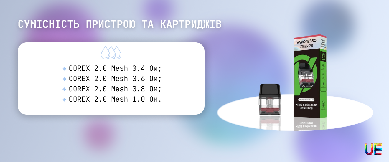 Сумісні змінні елементи COREX 2.0 для Vaporesso XROS 4 Nano