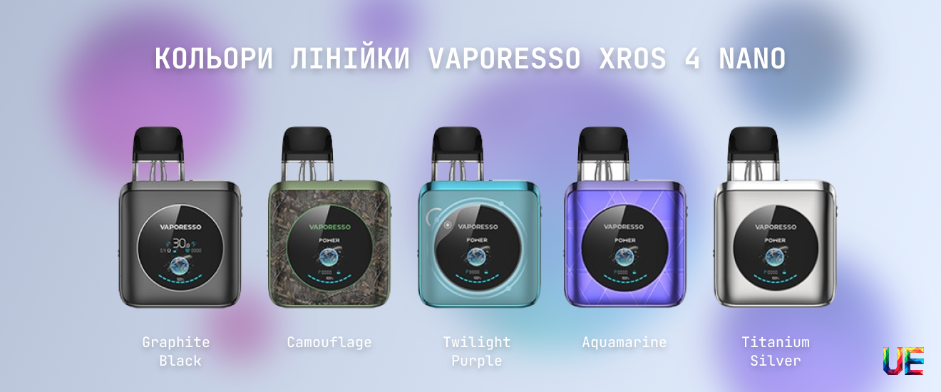 Доступні варіанти кольорів корпусу Vaporesso XROS 4 Nano