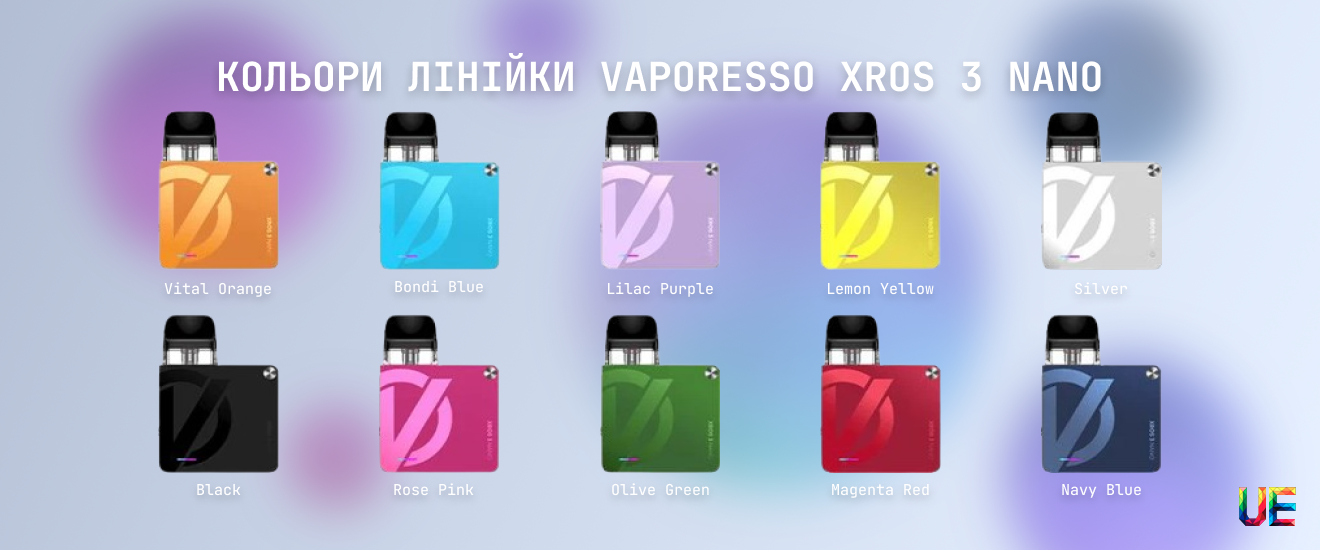 Варианты расцветок корпуса Vaporesso XROS 3 Nano