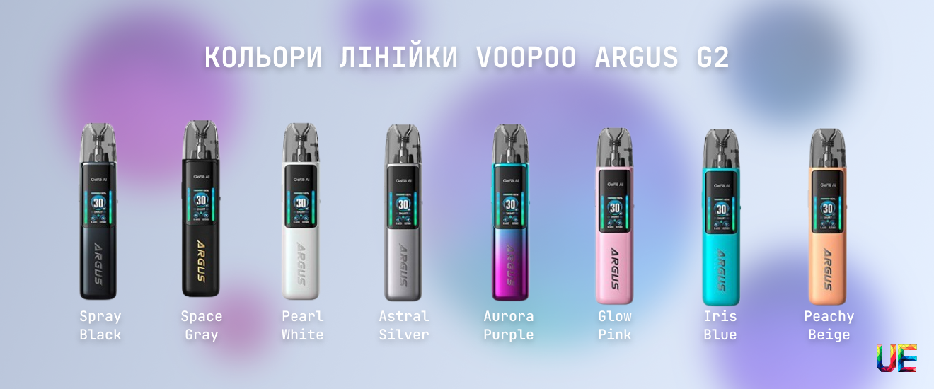 Доступні варіанти кольорів корпусу Voopoo Argus G2