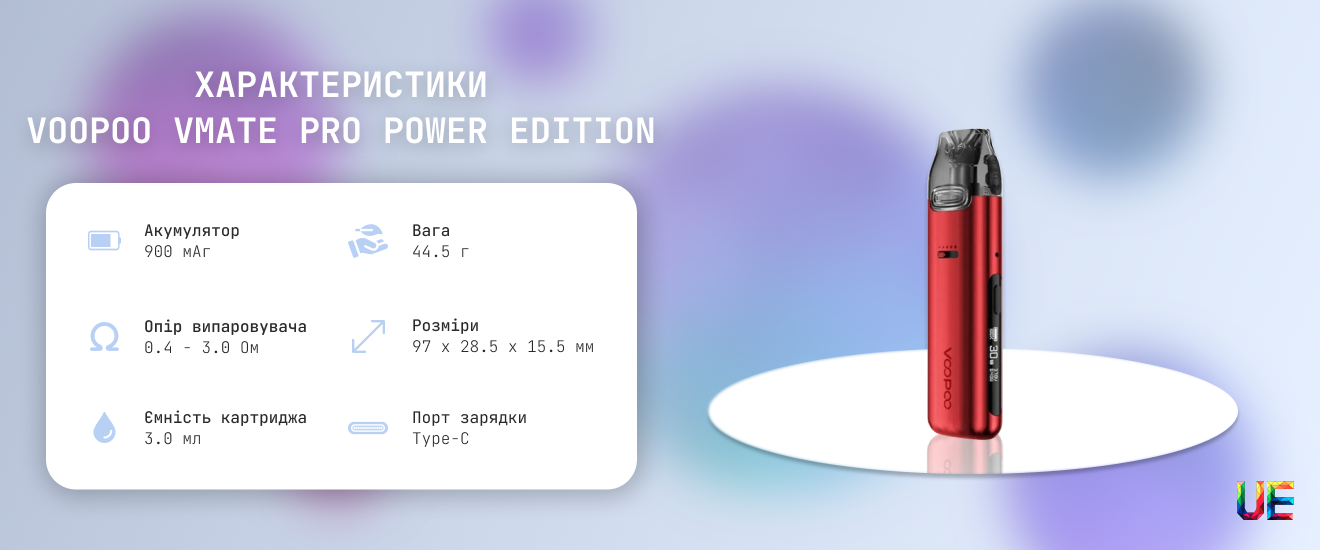 Технические характеристики и OLED-дисплей Voopoo VMATE Pro Power Edition